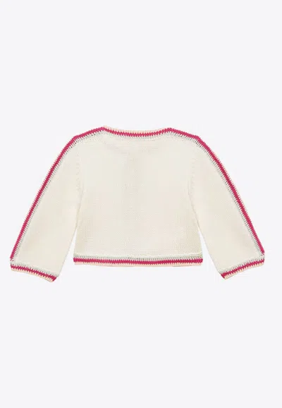 Shop Chloé Baby Girls Crochet Knit Cardigan In White