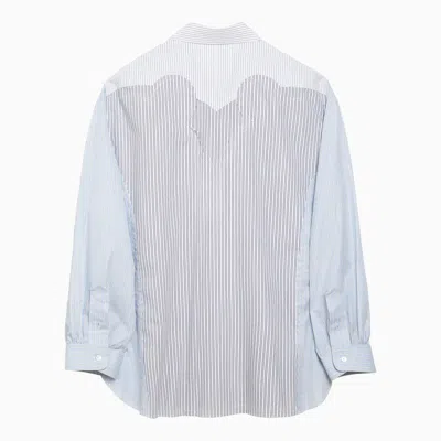 Shop Maison Margiela White/blue Striped Cotton Shirt Men