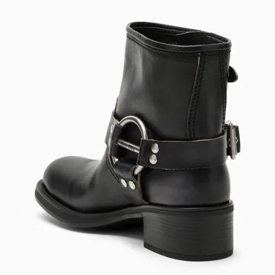 Shop Miu Miu Black Vintage-effect Leather Ankle Boot Women