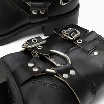 Shop Miu Miu Black Vintage-effect Leather Ankle Boot Women