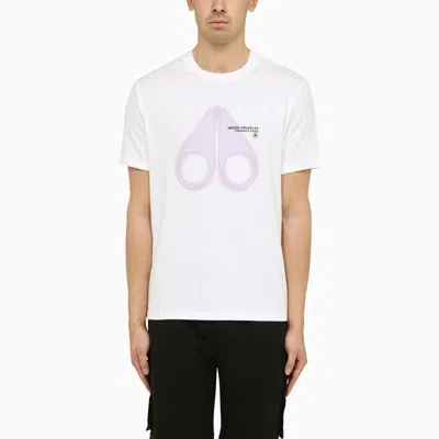 Shop Moose Knuckles White Cotton T-shirt With Logo Print Men
