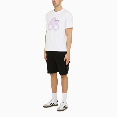 Shop Moose Knuckles White Cotton T-shirt With Logo Print Men