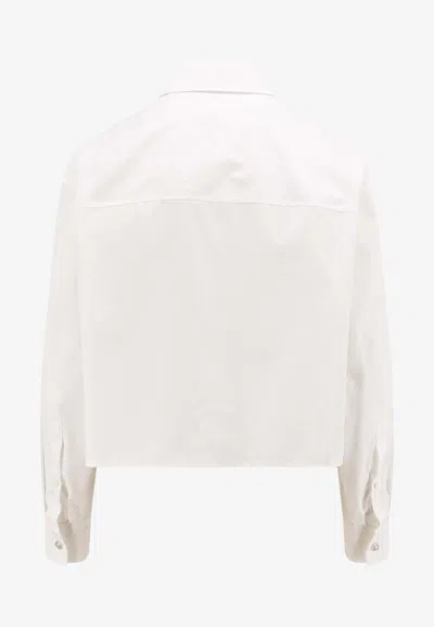 Shop Versace Baroque Jacquard Cropped Shirt In White