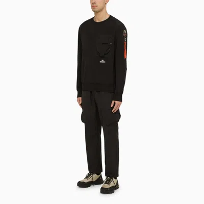 Shop Parajumpers Cotton Black Sweatshirt With Patch Pocket Men