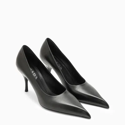Shop Prada Black Pointed Pumps In Leather Women