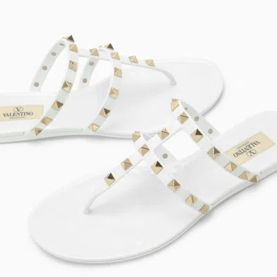 Shop Valentino Garavani White Rockstud Low Sandal Women