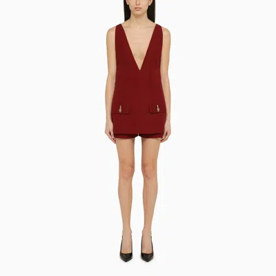 Gucci Short Jumpsuit With Deep Neckline Red In Red