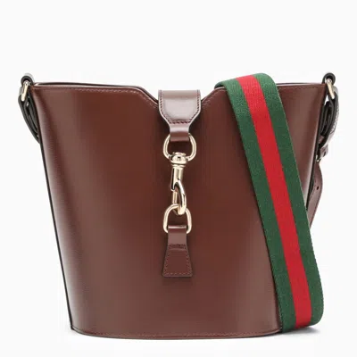 Shop Gucci Brown Mini Bucket Bag In Burgundy