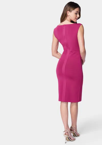 Bebe Bandage V Neck Dress In Fuchsia