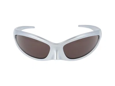 Shop Balenciaga Sunglasses In Silver Silver Grey
