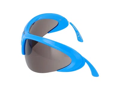 Shop Balenciaga Sunglasses In Light Blue Silver Grey