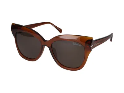 Shop Blumarine Sunglasses In Camel Transparent Glossy