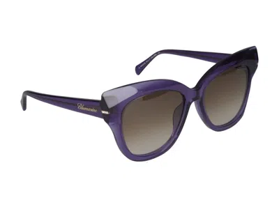 Shop Blumarine Sunglasses In Purple Transparent Glossy