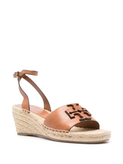 Shop Tory Burch Ines Wedge Sandals In Leather Brown