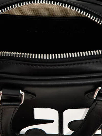 Shop Courrèges 'mini Leather Bowling Bag' Handbag In Black