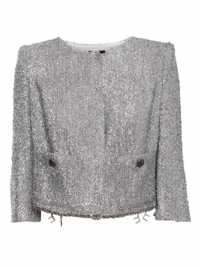 Shop Elisabetta Franchi Jacket In Silver