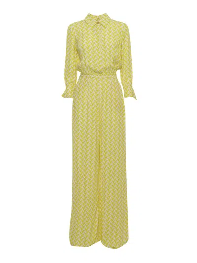 Shop Elisabetta Franchi Long Dress In Yellow