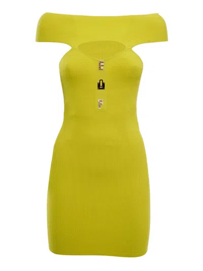 Shop Elisabetta Franchi Midi Dress In Yellow