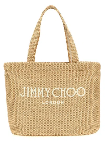 Shop Jimmy Choo 'beach Tote E/w' Shopping Bag In Beige