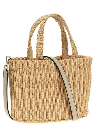 Shop Jimmy Choo 'beach Tote E/w Mini' Handbag In Beige