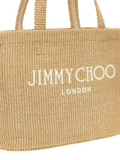 Shop Jimmy Choo 'beach Tote E/w' Shopping Bag In Beige