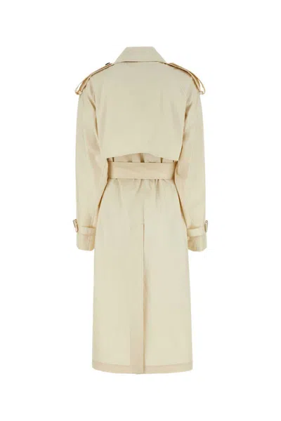 Burberry Structured Belted Trench Coat In White