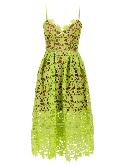 Shop Self-portrait 'mint Azaelea Lace Midi Dress' Dress In Green