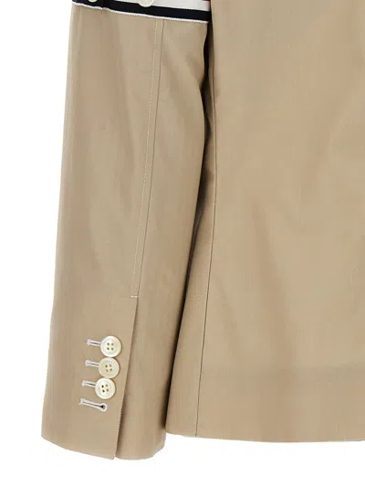Shop Thom Browne 'cropped Sack Patch Pocket Sportcoat' Blazer In Beige