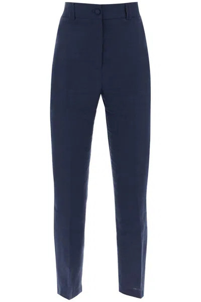 Shop Hebe Studio 'loulou' Linen Trousers In Blue