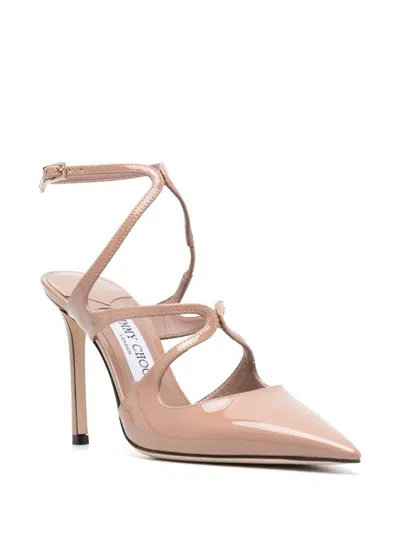 Shop Jimmy Choo Azia 95 Patent Leather Pumps In Powder