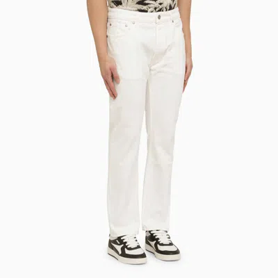Shop Palm Angels Jeans With Monogram Embroidery In White