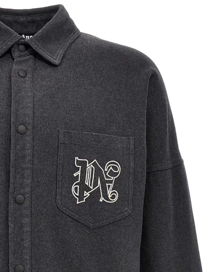 Shop Palm Angels Pa Monogram Overshirt In Gray
