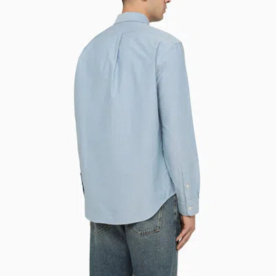 Shop Polo Ralph Lauren Light Blue Custom Fit Oxford Shirt In Black