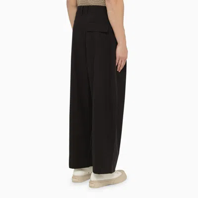Shop Studio Nicholson Navy Trousers With Pleats In Blue