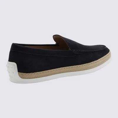 Shop Tod's Navy Suede Slip On Sneakers In Blue