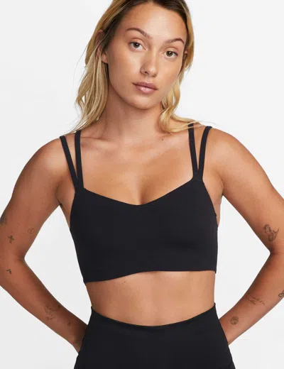 Nike Alate Trace Dri-fit Strappy Light Support Sports Bra In Black In Black