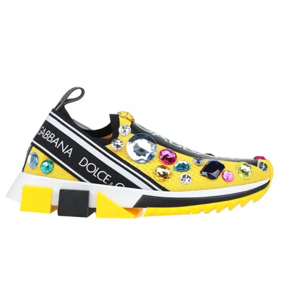 Shop Dolce & Gabbana Yellow Polyester Sneaker