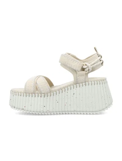 Shop Chloé Nama Platform Sandals In White