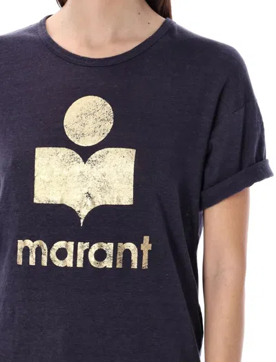 Shop Isabel Marant Étoile Koldi T-shirt In Faded Night/gold