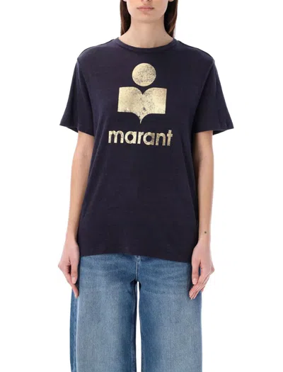Shop Isabel Marant Étoile Zewel T-shirt In Faded Night/gold