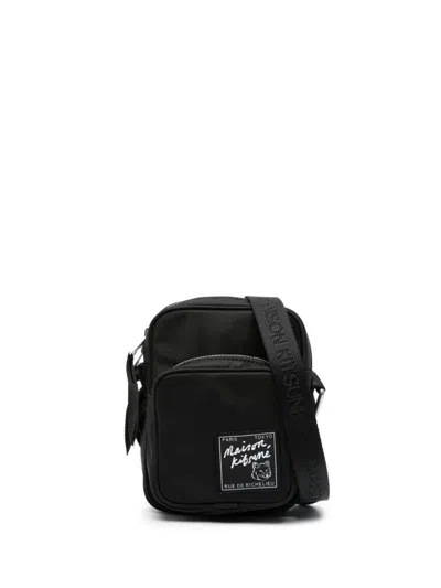Shop Maison Kitsuné Traveller Shoulder  Bags In Black