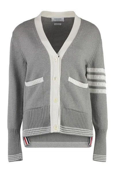 Shop Thom Browne Cotton Cardigan In Grey