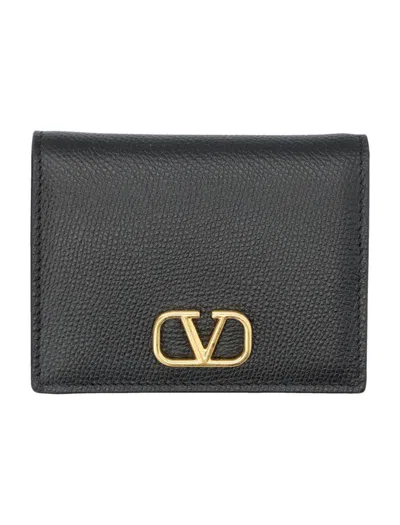 Shop Valentino Garavani Vlogo Signature Compact Wallet In Nero
