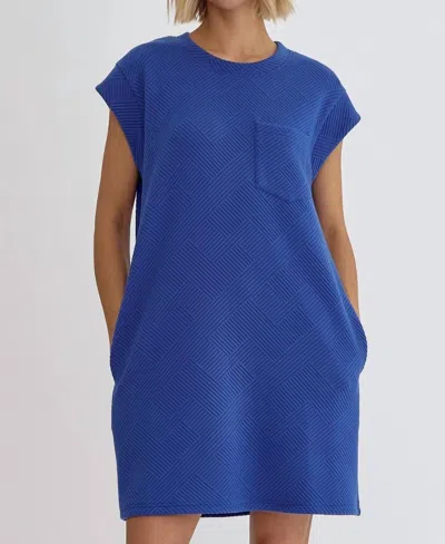 Shop Entro Textured Dress In Royal Blue