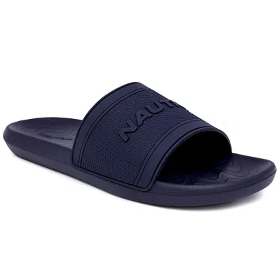 Shop Nautica Logo Slide Sandal In Blue