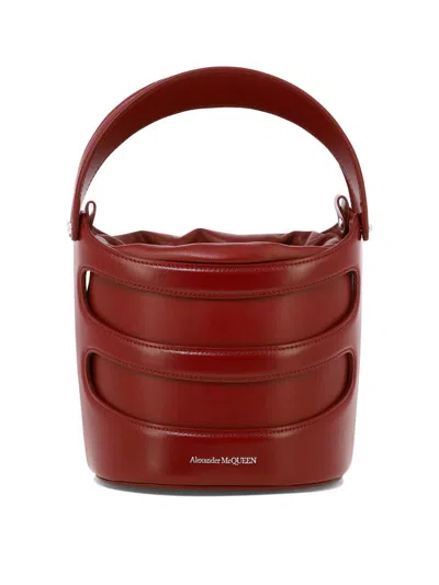 Shop Alexander Mcqueen "the Rise" Bucket Bag In Red