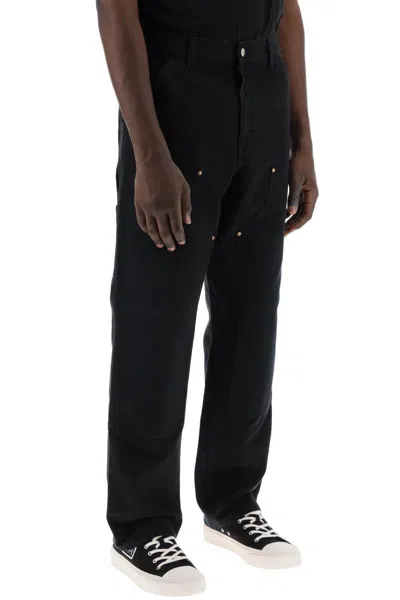 Shop Carhartt Wip Organic Cotton Double Knee Pants In Black