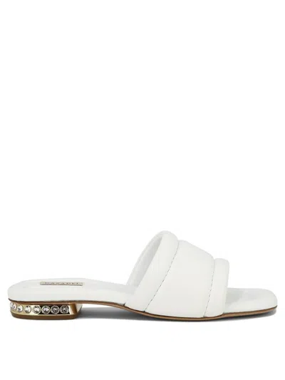 Shop Casadei Quilted Nappa Sandals In White