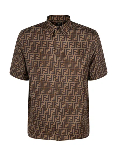 Shop Fendi Shirts In Fango/tabacco