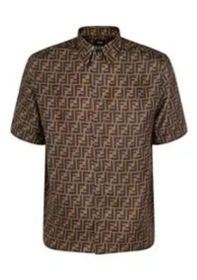 Shop Fendi Shirts In Fango/tabacco